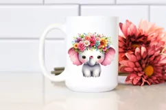 Colorful Flower Crown Elephant | Sublimation Clipart Product Image 2