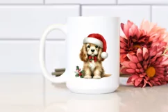 Cute Cocker Spaniel with Santa Hat, Summer PNG Product Image 2