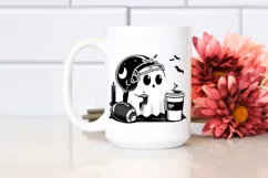 Ghost with Football Helmet Holding Coffee PNG Product Image 2