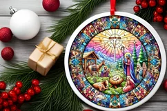 Round Christmas Ornament Sublimation|Clipart Product Image 1