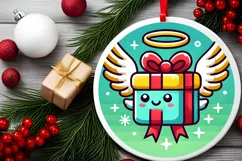 Round Christmas Ornament Sublimation|Clipart Product Image 1