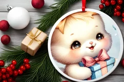 Vintage Baby Bunny on Cloud Christmas Ornament Product Image 2