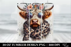 Highland Cow Diva with Glasses and Animal Print Tumbler 20 o Product Image 2