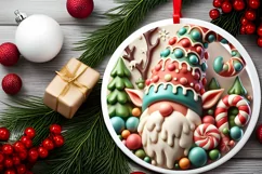Round Christmas Ornament Sublimation|Clipart Product Image 1
