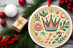 Round Christmas Ornament Sublimation|Clipart Product Image 1