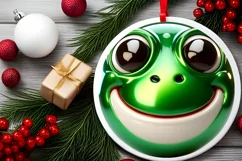 Frog with big eyes Round Christmas Ornament Sublimation PNG Product Image 2