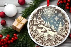 Round Christmas Ornament Sublimation|Clipart Product Image 1