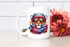 a Vibrant Cute Tiger Smiling with Scarf and Sunglasses | Product Image 2