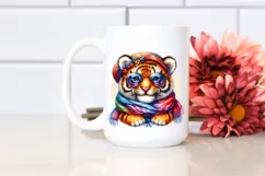a Vibrant Cute Tiger Smiling with Scarf and Sunglasses | Product Image 2