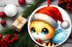Vintage Bee with Santa Hat Sticker Sublimation PNG Product Image 2