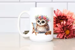 Young Owl with Flowers Beach Chair Product Image 2