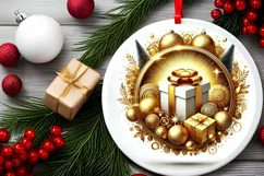 Round Christmas Ornament Sublimation|Clipart Product Image 1