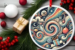 Round Christmas Ornament Sublimation|Clipart Product Image 1