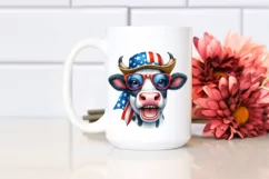 Cow Portrait Sun Hat USA Flag Colors Product Image 2
