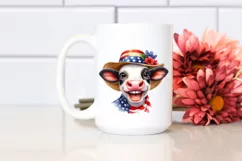 Cow Portrait Sun Hat USA Flag Colors Product Image 2