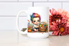 Baby with Basket of Vegetables | Sublimation | Clipart Product Image 2
