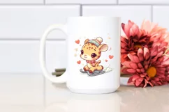 Cute Winter Giraffe Sleigh Hearts PNG Product Image 2