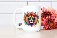 Vibrant Cute Lion Portrait | Sunglasses | Smiling Product Image 2