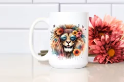 Vibrant Cute Lion Portrait | Sunglasses | Smiling Product Image 2