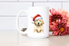 Watercolor Golden Retriever with Santa Hat, Transparent PNG Product Image 2