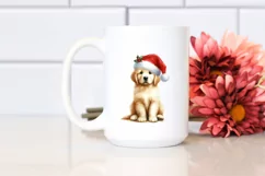 Watercolor Golden Retriever with Santa Hat, Transparent PNG Product Image 2