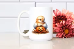 Cute Baby Chicken with Pumpkin PNG Product Image 2