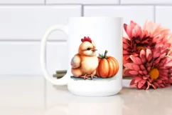 Baby Chicken with Halloween Pumpkin, PNG Product Image 2