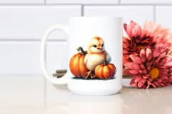 Baby Chicken with Halloween Pumpkin, PNG Product Image 2