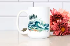 Watercolor Surf Waves Beach | Sublimation | Clipart Product Image 2