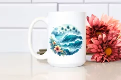 Watercolor Surf Waves Beach | Sublimation | Clipart Product Image 2