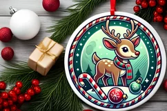 Round Christmas Ornament Sublimation|Clipart Product Image 1