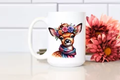 Baby Deer Posing, Floral Wreath PNG Product Image 2
