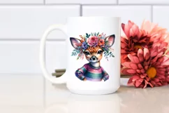 Baby Deer Posing, Floral Wreath PNG Product Image 2