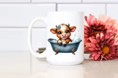 Smiling Baby Highland Cow in Pot | Clipart Product Image 2