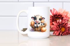 Watercolor Highland Cow Egg Basket Sticker | Sublimation | Product Image 2