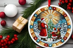 Round Christmas Ornament Sublimation|Clipart Product Image 1