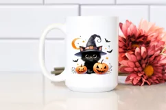 Simple Funny Black Cat Halloween PNG Product Image 2