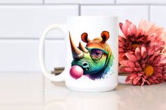 Quirky Colorful Watercolor Rhino | Clipart Product Image 2