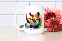 Quirky Colorful Watercolor Rhino | Clipart Product Image 2