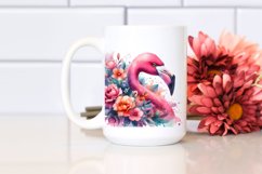 Vibrant Flamingo and Flowers | Sublimation | Clipart Product Image 2