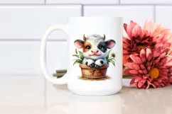Smiling Baby Highland Cow in Pot | Clipart Product Image 2
