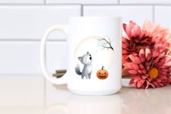 Cute Wolf Howling Halloween PNG Product Image 2