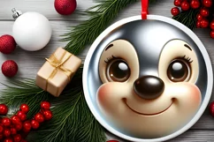 Deer with big eyes Round Christmas Ornament Sublimation PNG Product Image 2
