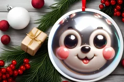 Deer with big eyes Round Christmas Ornament Sublimation PNG Product Image 2