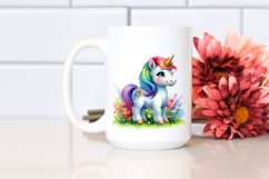 Colorful Baby Unicorn in Meadow, PNG Product Image 2