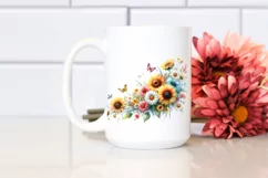 Colorful Watercolor Sunflower Clipart\ Product Image 2
