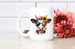 Cow Portrait Sunglasses USA Flag Colors Product Image 2