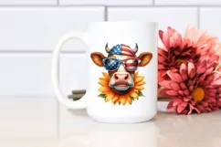 Cow Portrait Sunglasses USA Flag Colors Product Image 2