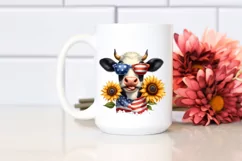 Cow Portrait Sunglasses USA Flag Colors Product Image 2