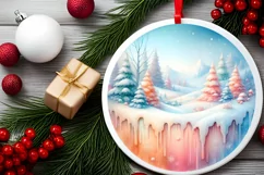 Round Christmas Ornament Sublimation|Clipart Product Image 2
